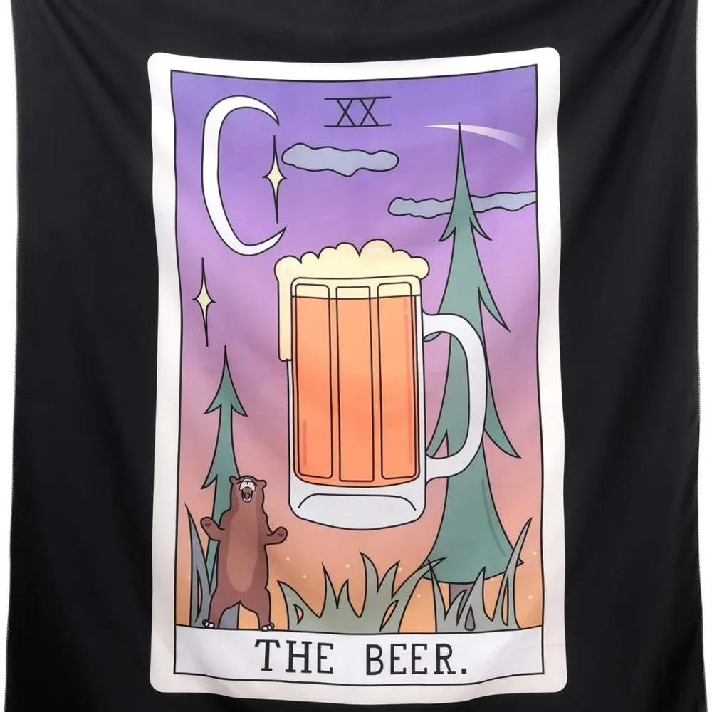 The BEER Tarot Card Wall Decor Tapestry Witty Fun Dorm Wall Decor NEW